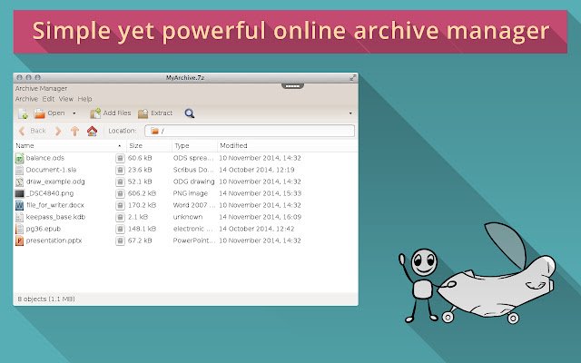 Archiver on rollApp  from Chrome web store to be run with OffiDocs Chromium online