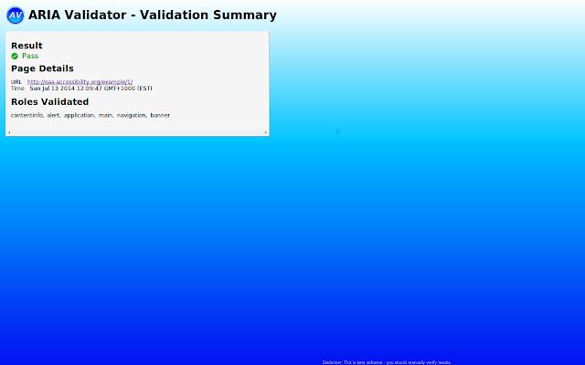 ARIA Validator uit de Chrome-webwinkel kan worden uitgevoerd met OffiDocs Chromium online