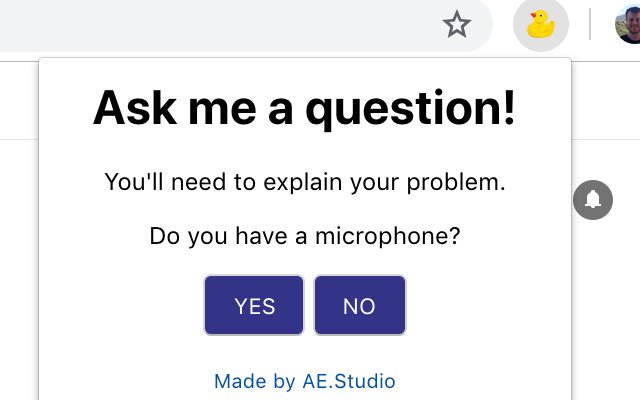 Ask a question Rubber Duck  from Chrome web store to be run with OffiDocs Chromium online