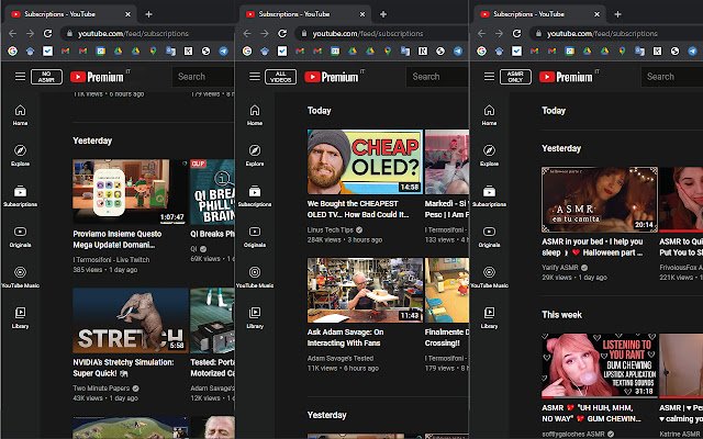 ASMR filter for Youtube  from Chrome web store to be run with OffiDocs Chromium online