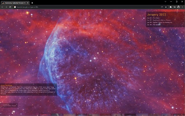 Astronomy Calendar for celestial events  from Chrome web store to be run with OffiDocs Chromium online