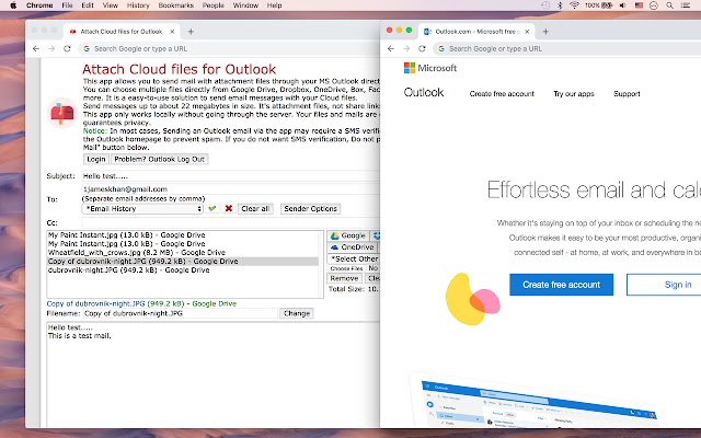 Attach Cloud files for Outlook  from Chrome web store to be run with OffiDocs Chromium online