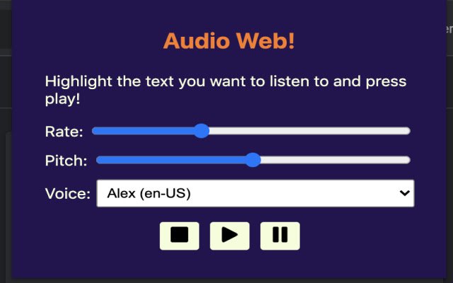 Audio Web  from Chrome web store to be run with OffiDocs Chromium online