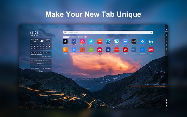 Aurora: Productive and cozy new tab  from Chrome web store to be run with OffiDocs Chromium online