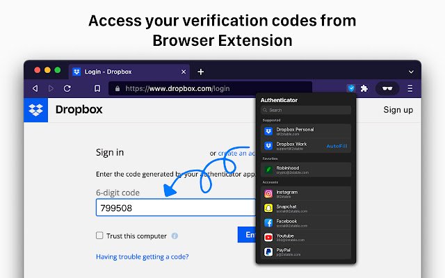 Authenticator App  from Chrome web store to be run with OffiDocs Chromium online