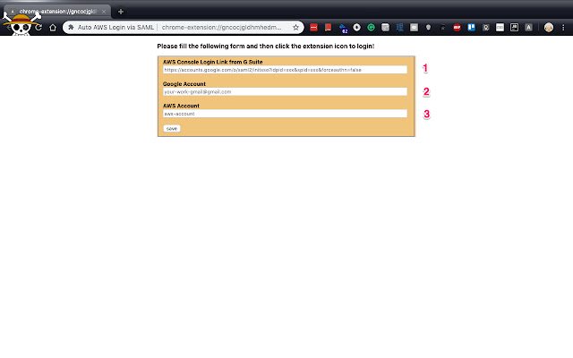 Auto AWS Login via SAML  from Chrome web store to be run with OffiDocs Chromium online