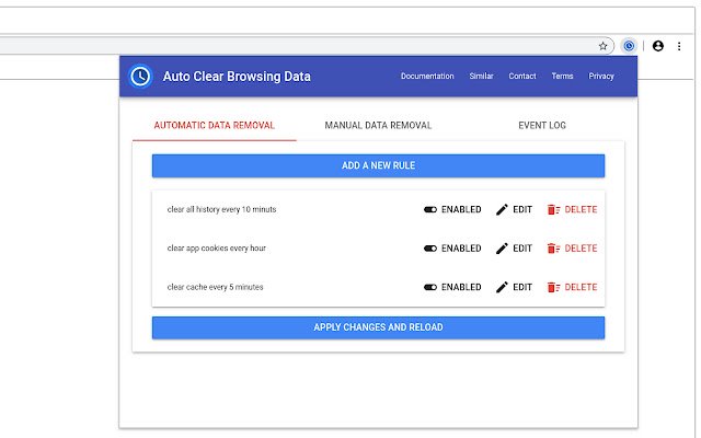 Auto Clear Browsing Data  from Chrome web store to be run with OffiDocs Chromium online