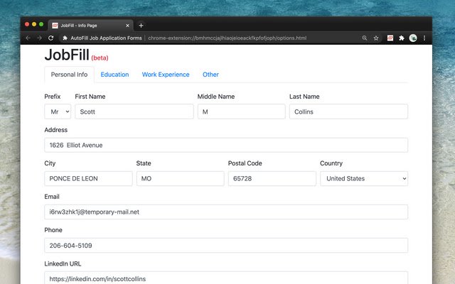AutoFill Job Application Forms  from Chrome web store to be run with OffiDocs Chromium online