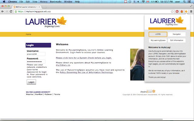 AutoLog Laurier  from Chrome web store to be run with OffiDocs Chromium online