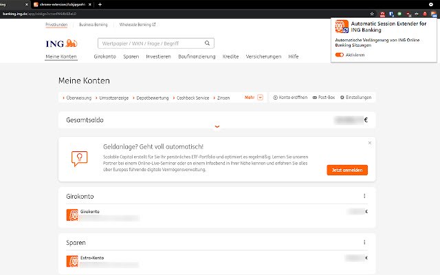 Automatic Session Extender for ING Banking  from Chrome web store to be run with OffiDocs Chromium online