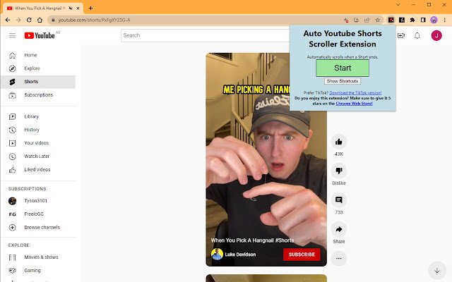 Auto Youtube Shorts Scroller  from Chrome web store to be run with OffiDocs Chromium online