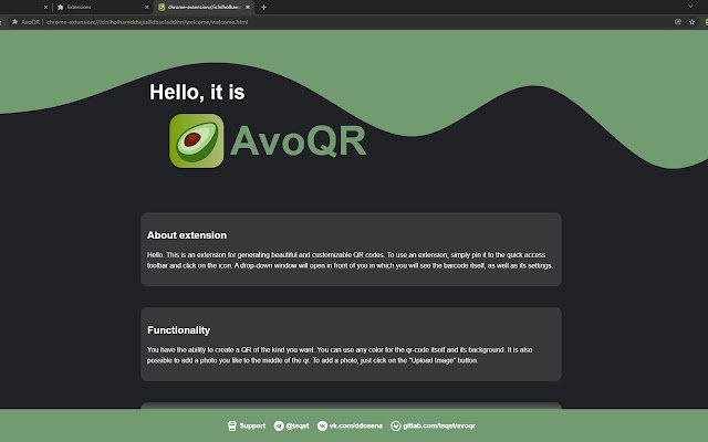 AvoQR mula sa Chrome web store na tatakbo sa OffiDocs Chromium online