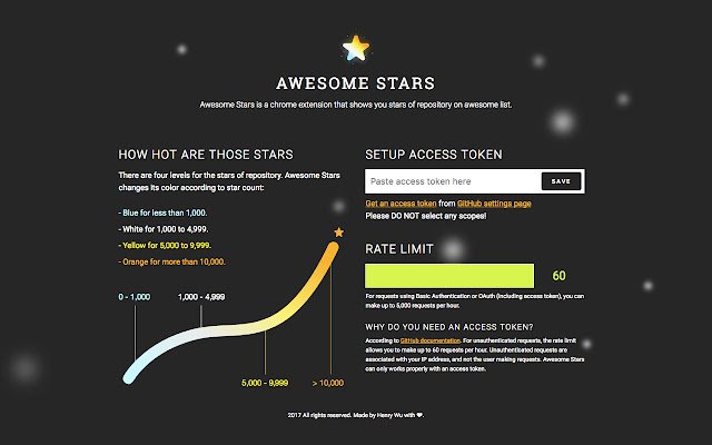 Awesome Stars  from Chrome web store to be run with OffiDocs Chromium online