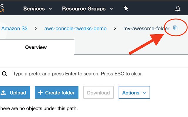 AWS Console Tweaks  from Chrome web store to be run with OffiDocs Chromium online