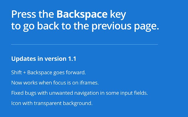 Backspace to go Back  from Chrome web store to be run with OffiDocs Chromium online