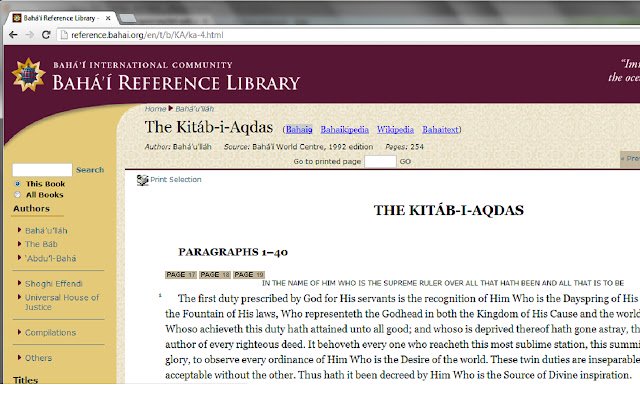 Bahai Reference Library Wiki Overlay  from Chrome web store to be run with OffiDocs Chromium online