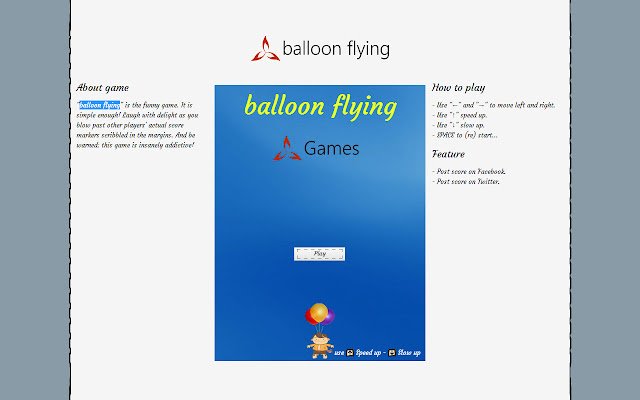 Balloon Flying  from Chrome web store to be run with OffiDocs Chromium online