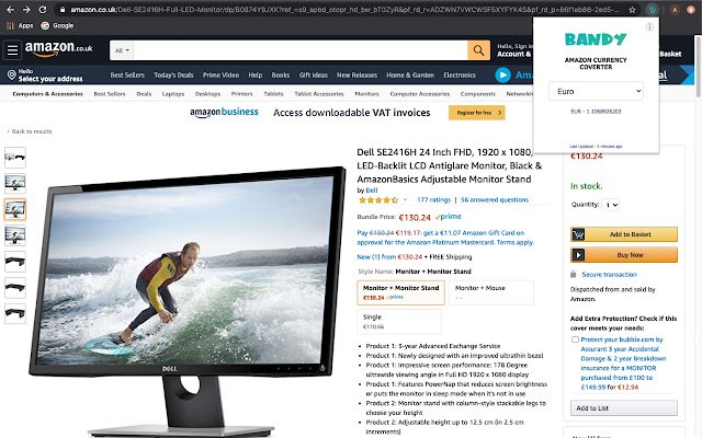 Bandy Amazon Currency Converter  from Chrome web store to be run with OffiDocs Chromium online