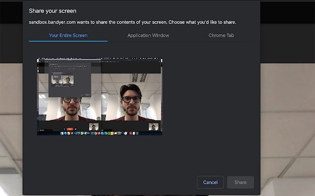 Bandyer Corporate Screensharing  from Chrome web store to be run with OffiDocs Chromium online
