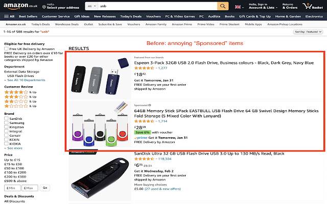 Bannissez Amazon sponsorisé de la boutique en ligne Chrome pour être exécuté avec OffiDocs Chromium en ligne