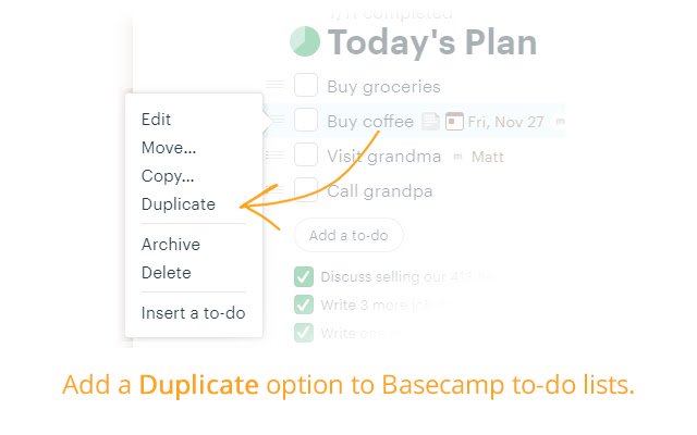 Basecamp To Do Duplicator  from Chrome web store to be run with OffiDocs Chromium online