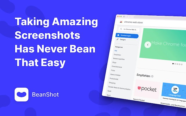 BeanShot  from Chrome web store to be run with OffiDocs Chromium online