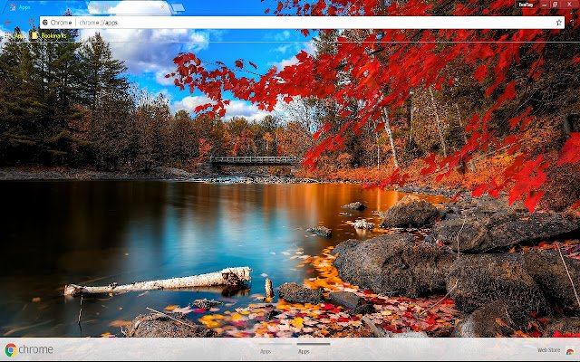 Beautiful Bridge Fall Lake  from Chrome web store to be run with OffiDocs Chromium online