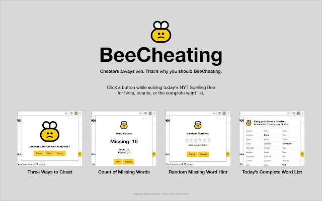 BeeCheating  from Chrome web store to be run with OffiDocs Chromium online