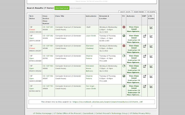 Better CourseBook UT Dallas  from Chrome web store to be run with OffiDocs Chromium online