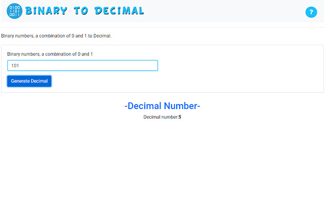 Binary to Decimal  from Chrome web store to be run with OffiDocs Chromium online