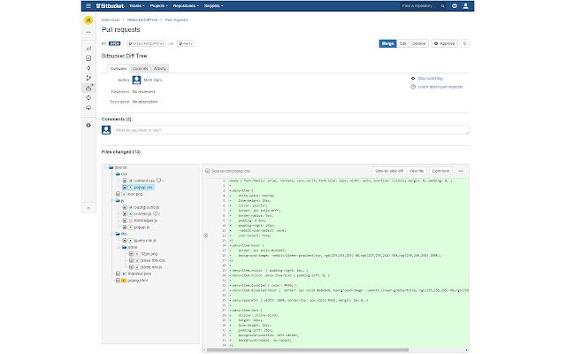 Bitbucket Diff Tree  from Chrome web store to be run with OffiDocs Chromium online