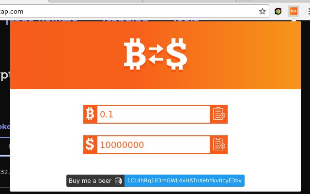 El convertidor de Bitcoin (BTC) a Satoshi de la tienda web de Chrome se ejecutará con OffiDocs Chromium en línea