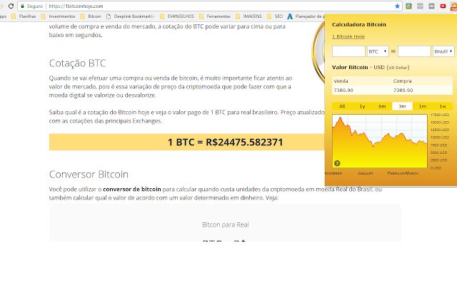 Bitcoin Hoje  from Chrome web store to be run with OffiDocs Chromium online