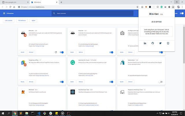 Blink Alert  from Chrome web store to be run with OffiDocs Chromium online