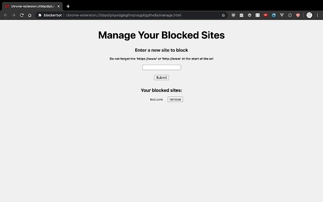 blockerbot da Chrome web store para ser executado com OffiDocs Chromium online