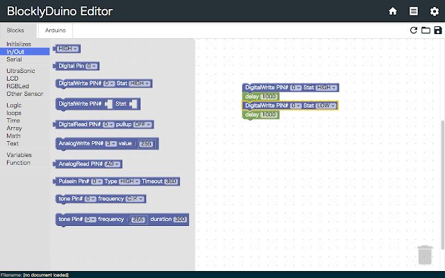 BlocklyDuino Editor  from Chrome web store to be run with OffiDocs Chromium online