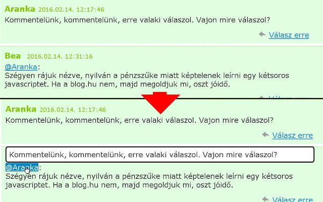 blog.hu commentaarpop-up uit de Chrome-webwinkel om uit te voeren met OffiDocs Chromium online