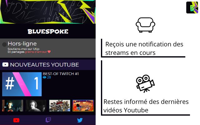 Blue Twitch  Youtube notifier extension  from Chrome web store to be run with OffiDocs Chromium online