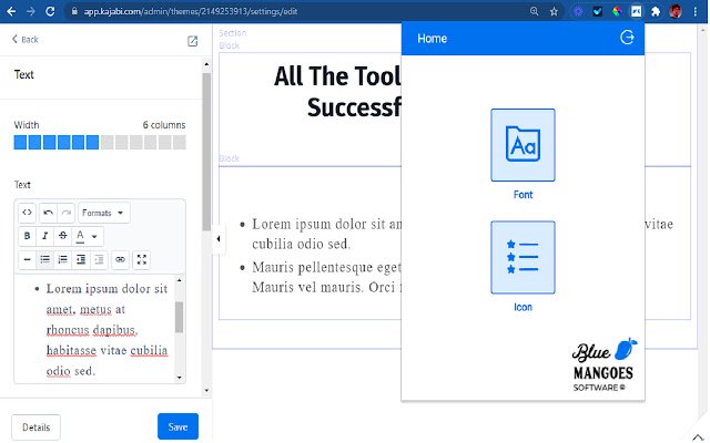 BMS Kajabi Font And Icon Tool  from Chrome web store to be run with OffiDocs Chromium online