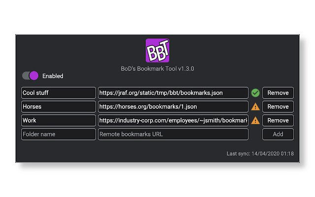 BoDs Bookmark Tool aus dem Chrome Web Store zur Ausführung mit OffiDocs Chromium online