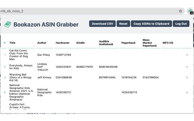 Bookazon Asin Grabber  from Chrome web store to be run with OffiDocs Chromium online