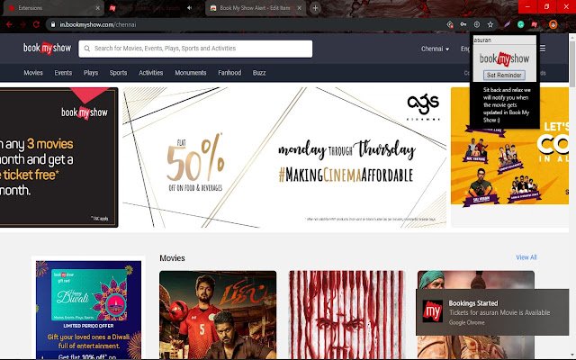 Book My Show Alert  from Chrome web store to be run with OffiDocs Chromium online