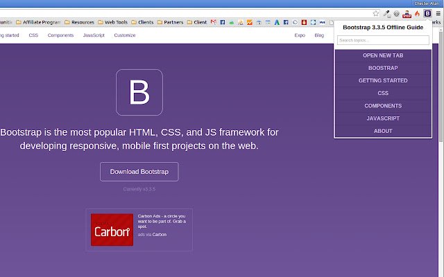 Bootstrap 3.3.x Offline Guide  from Chrome web store to be run with OffiDocs Chromium online