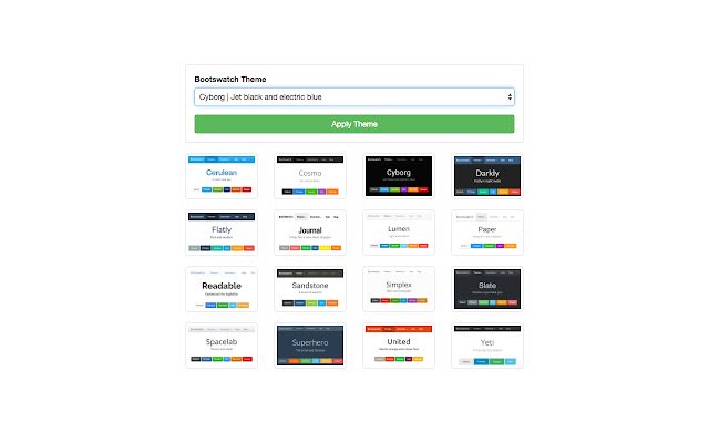 Предварительный просмотр темы Bootswatch из интернет-магазина Chrome будет запускаться с онлайн-версией OffiDocs Chromium