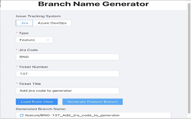 Branch Name Generator  from Chrome web store to be run with OffiDocs Chromium online