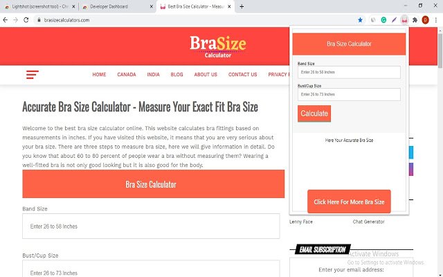 Bra Size Calculators  from Chrome web store to be run with OffiDocs Chromium online