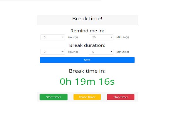 OffiDocs Chromium-এর সাথে অনলাইনে চালানোর জন্য Chrome ওয়েব স্টোর থেকে বিরতির সময়