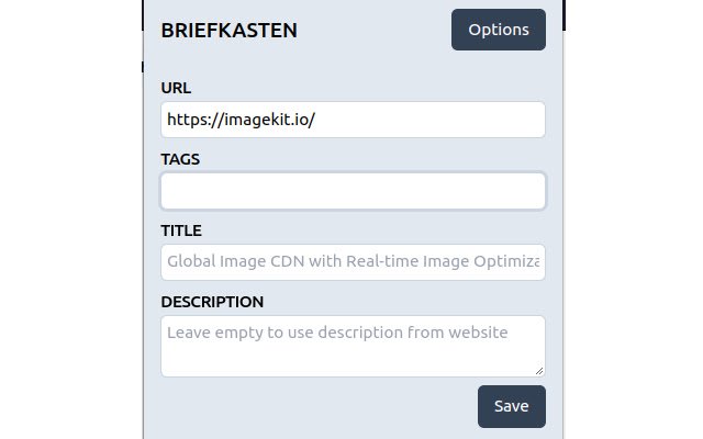 Briefkasten Bookmarks  from Chrome web store to be run with OffiDocs Chromium online