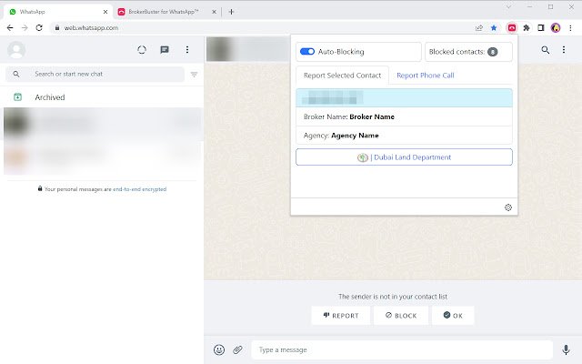 BrokerBuster for WhatsApp™  from Chrome web store to be run with OffiDocs Chromium online