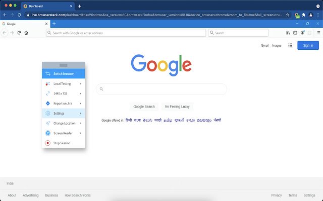 Barra de herramientas de Browserstack Alternar desde la tienda web de Chrome para ejecutarse con OffiDocs Chromium en línea